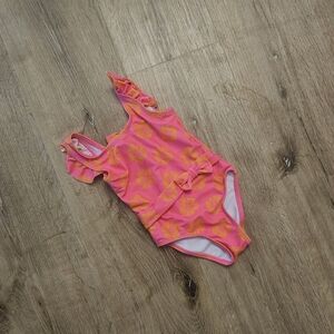 Vibrant Pink Floral Kids One‎ Piece Swimsuit